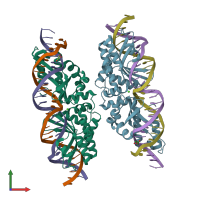 PDB entry 5esp coloured by chain, front view.