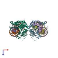 PDB entry 5esp coloured by chain, top view.