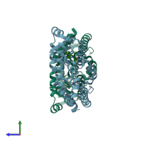 PDB entry 5eth coloured by chain, side view.