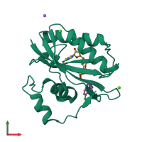 PDB entry 5etn coloured by chain, front view.