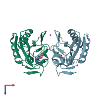 PDB entry 5ett coloured by chain, top view.