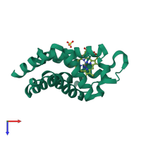 PDB entry 5eu2 coloured by chain, top view.
