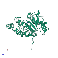 PDB entry 5eug coloured by chain, top view.