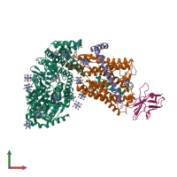 PDB entry 5eul coloured by chain, front view.