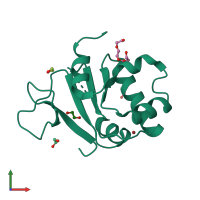 PDB entry 5eus coloured by chain, front view.