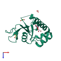 PDB entry 5eus coloured by chain, top view.