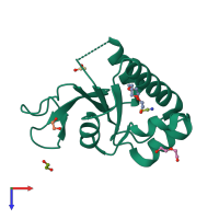 PDB entry 5eux coloured by chain, top view.