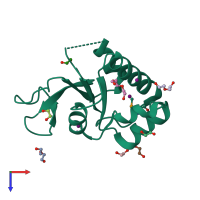 PDB entry 5euz coloured by chain, top view.