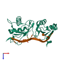 PDB entry 5ev4 coloured by chain, top view.