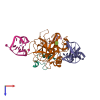 PDB entry 5ew2 coloured by chain, top view.