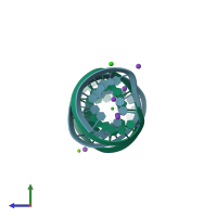 PDB entry 5ew4 coloured by chain, side view.
