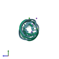 PDB entry 5ew7 coloured by chain, side view.