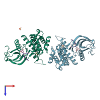 PDB entry 5ew8 coloured by chain, top view.