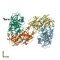 PDB entry 5ewm coloured by chain, front view.