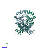 PDB entry 5ewp coloured by chain, side view.