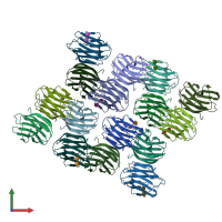 PDB entry 5ews coloured by chain, front view.