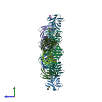 PDB entry 5ews coloured by chain, side view.