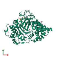 PDB entry 5ex0 coloured by chain, front view.