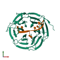PDB entry 5ex7 coloured by chain, front view.