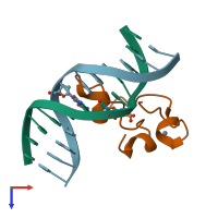 PDB entry 5exh coloured by chain, top view.