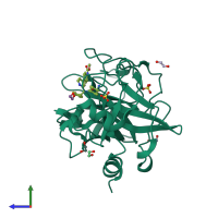 PDB entry 5exm coloured by chain, side view.