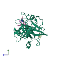 PDB entry 5exn coloured by chain, side view.