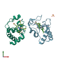 PDB entry 5exq coloured by chain, front view.