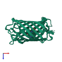 PDB entry 5exu coloured by chain, ensemble of 63 models, top view.