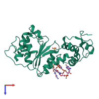 PDB entry 5exx coloured by chain, top view.