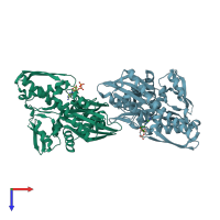 PDB entry 5ey4 coloured by chain, top view.