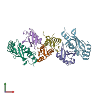 PDB entry 5eya coloured by chain, front view.
