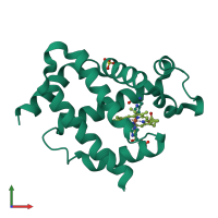 PDB entry 5eyj coloured by chain, front view.