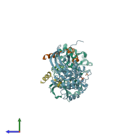 PDB entry 5eyk coloured by chain, side view.
