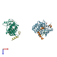 PDB entry 5eyk coloured by chain, top view.