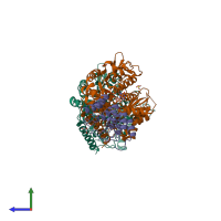 PDB entry 5eyp coloured by chain, side view.