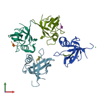 PDB entry 5eyz coloured by chain, front view.