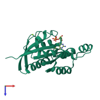 PDB entry 5ez6 coloured by chain, top view.