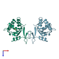 PDB entry 5ezb coloured by chain, top view.