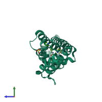 PDB entry 5ezh coloured by chain, side view.