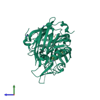 PDB entry 5ezx coloured by chain, side view.