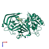 PDB entry 5ezz coloured by chain, top view.