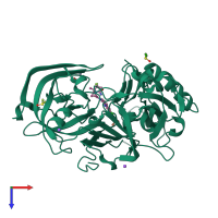 PDB entry 5f01 coloured by chain, top view.