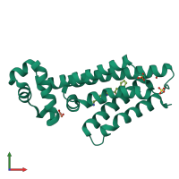 PDB entry 5f04 coloured by chain, front view.