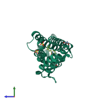 PDB entry 5f04 coloured by chain, side view.