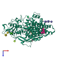 PDB entry 5f09 coloured by chain, top view.