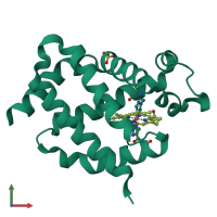 PDB entry 5f0b coloured by chain, front view.