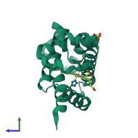 PDB entry 5f0b coloured by chain, side view.