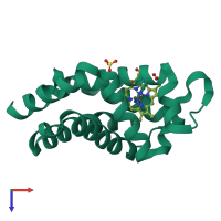 PDB entry 5f0b coloured by chain, top view.