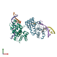 PDB entry 5f0q coloured by chain, front view.