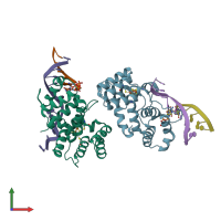 PDB entry 5f0s coloured by chain, front view.